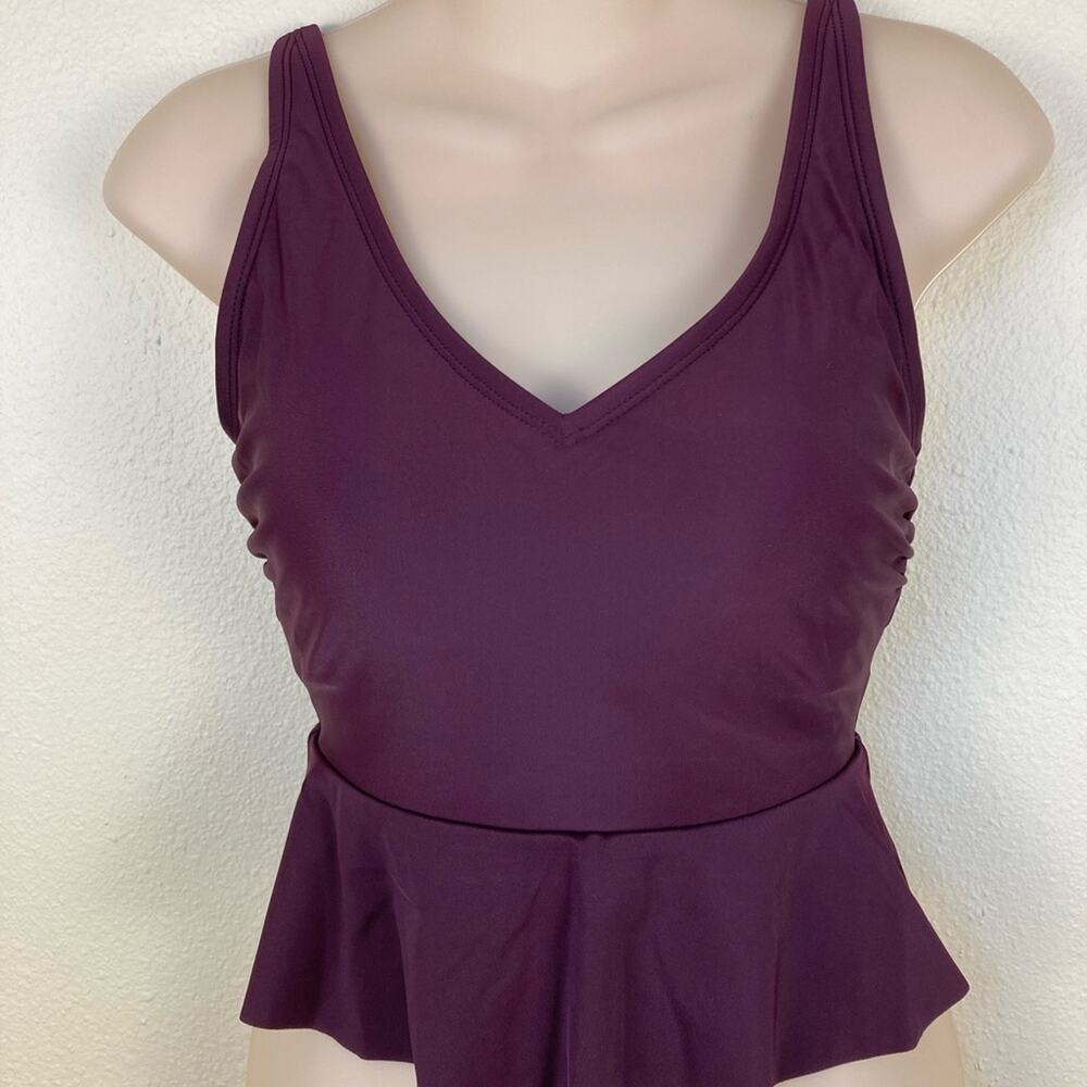 Kona Sol Bathing Swim Suit Top Size XS 0-2 Purple Grape with Peplum